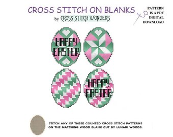 Easter Egg 5 and 6, Counted Cross Stitch, Ornament, PDF, Digital Download, Easter, Holiday, Fits Wood Blank, Egg Frame, Cross Stitch Wonders