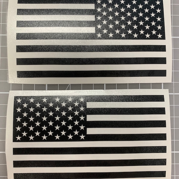 Pair (2) 3x5 Matte Black American Flag Die Cut Vinyl Stickers for Trucks, UTV