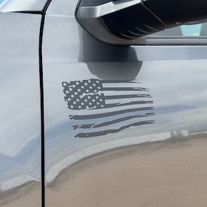 Pair (2) Matte Black Distressed Tattered American Flag Vinyl Decal ...