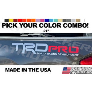 Pair (2) 21" TRD PRO Bed Decals Stickers, Fits Toyota Tacoma, Tundra, FJ, 4Runner