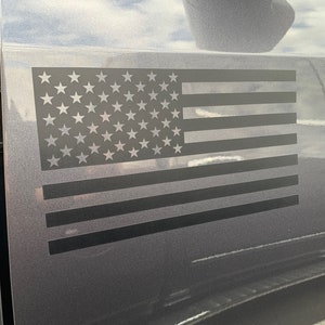 Set of 2 Matte Black American Flag Decal Stickers, Jeep, Tacoma, F-150, Silverado, Tundra