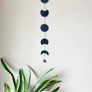 Black Amethyst Moon Phase Wall Hanging image 1