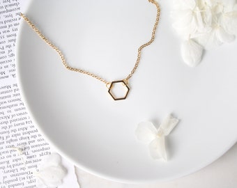 Gold Hexagon Necklace