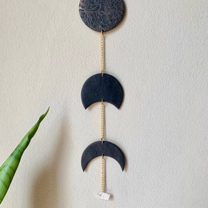 Black Floral Moon Phase Wall Hanging image 5