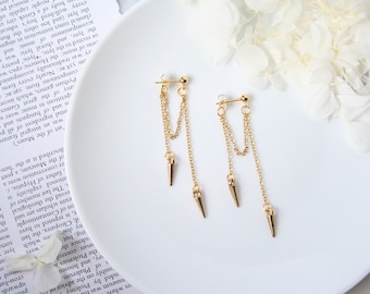 Gold Spike Dangle Earrings