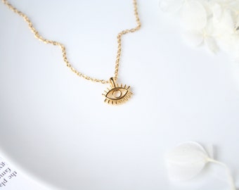 Gold Minimalist Evil Eye Necklace