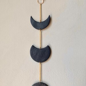 Black Floral Moon Phase Wall Hanging image 3