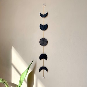 Black Floral Moon Phase Wall Hanging image 2