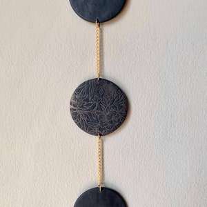 Black Floral Moon Phase Wall Hanging image 4