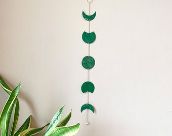 Green Floral Moon Phase Wall Hanging