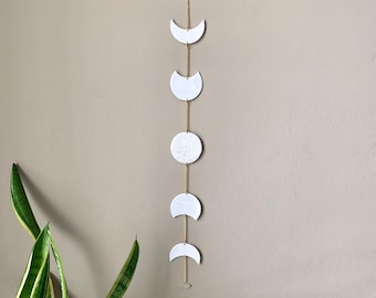 Weißer Ton Floral Mond Phaser Wandbehang