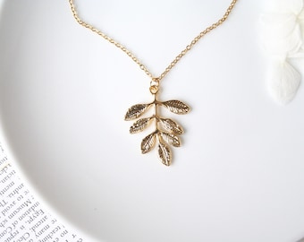 Gold Leaf Branch Necklace