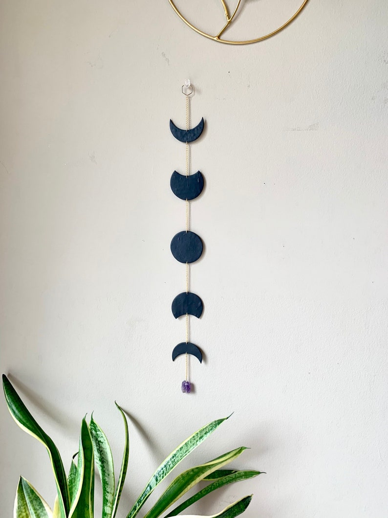 Black Amethyst Moon Phase Wall Hanging image 1