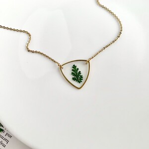 Pressed Fern Leaf Triangle Necklace