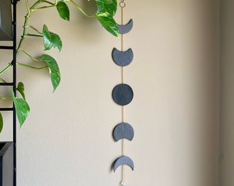 Gradient Gray Moon Phase Wall Hanging