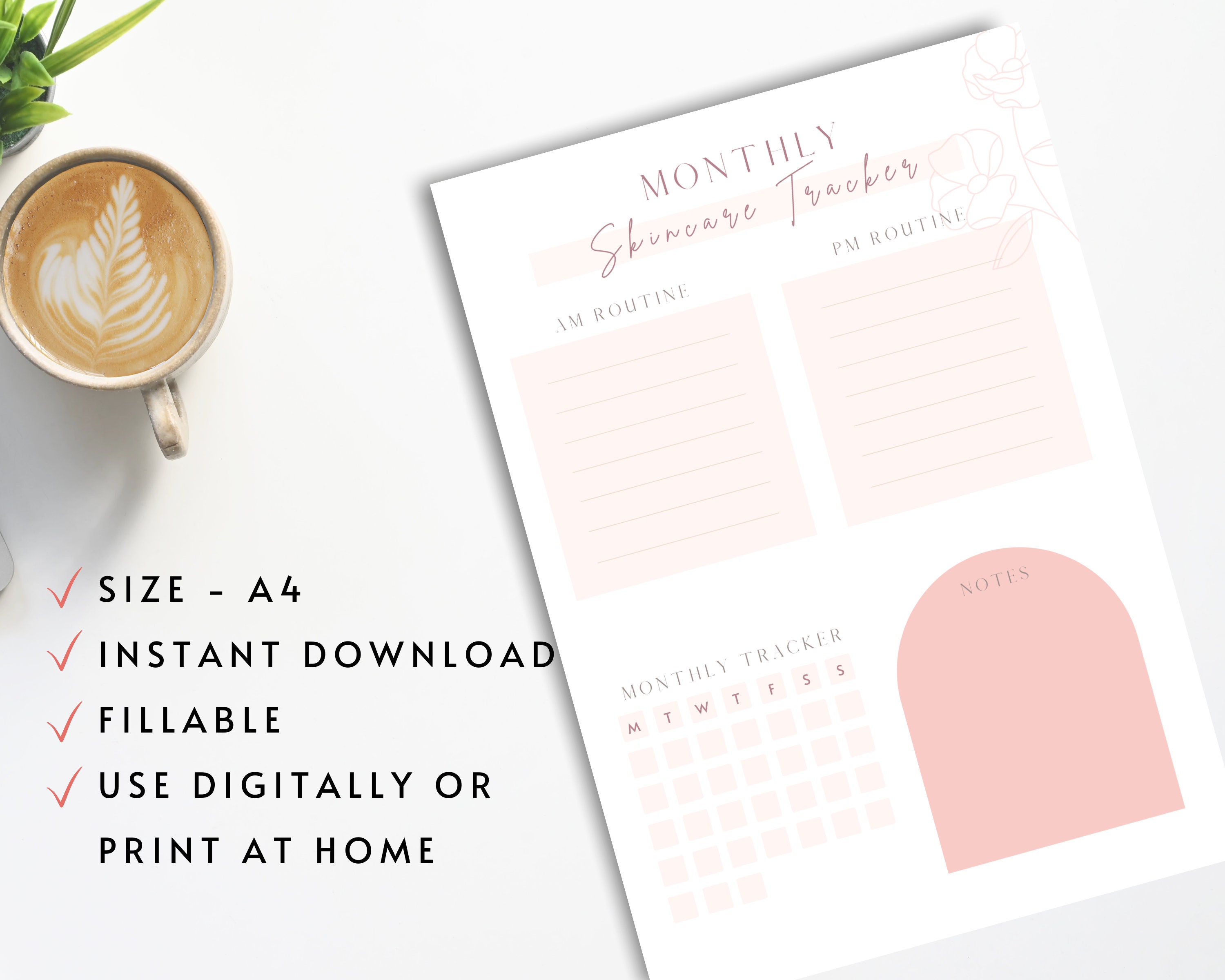 Monthly Skincare Habit Tracker Template Skincare AM & PM Etsy España