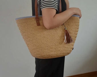 Fashion Casual tassel straw bags| rattan women handbags wicker woven| shoulder bags large capacity totes bucket| summer beach straw bag