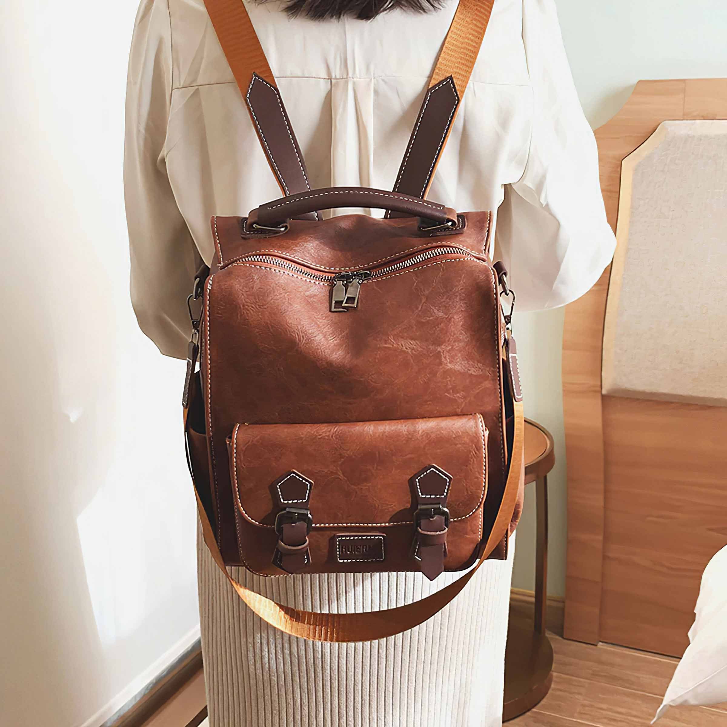 Women Vintage PU Leather Backpacks Vintage Female Shoulder - Etsy UK