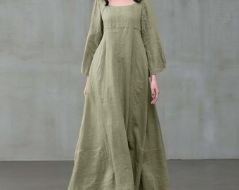 cotton linen long dress