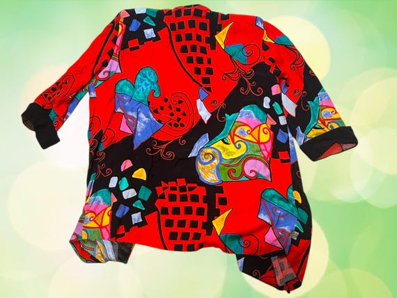 Vintage Abstract Pattern Blouse Jacket - image 2