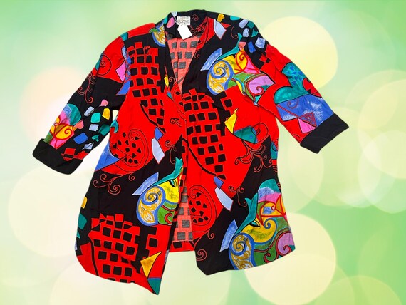 Vintage Abstract Pattern Blouse Jacket - image 1