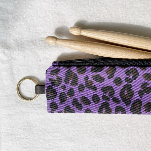 Purple Leopard  Drum Stick Case Pouch Bag