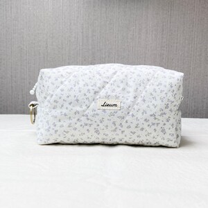 Handgefertigte gesteppte hellviolette Blumen Make-up Tasche Box Beutel