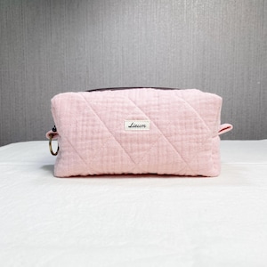 Handgemachte gesteppte rosa Gaze-Make-uptasche-Kasten-Beutel