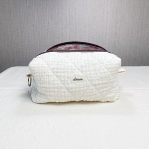 Handgefertigte Quilted Ivory Gaze Schminktasche Box Beutel