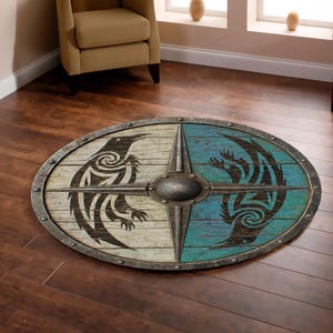 Viking Cartoon Silhouette Round Rug main image 1
