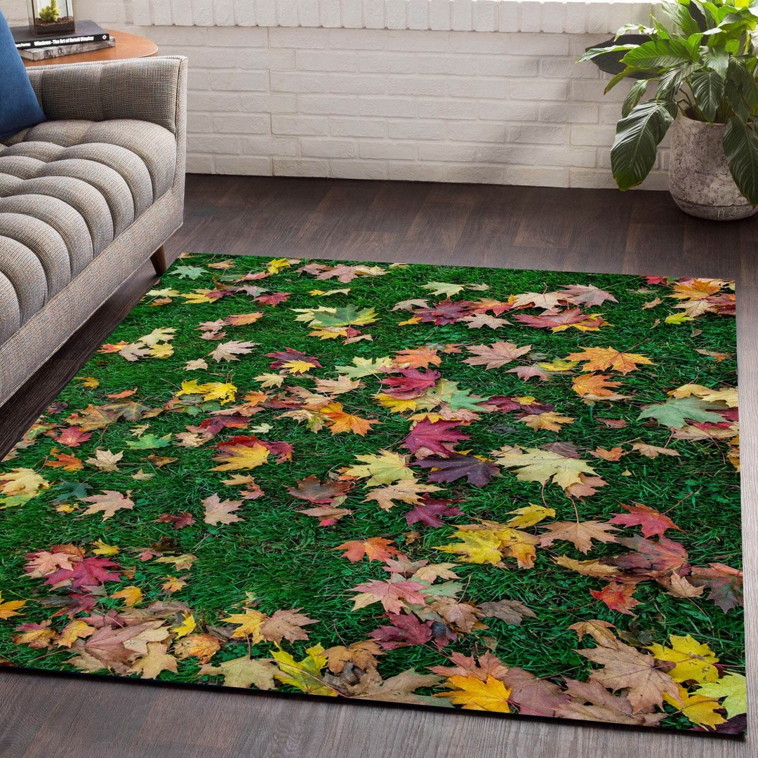 Buy Leaf Rug,green Floor Rug,colorful Leaf Rug,autumn Rug,grass Rug