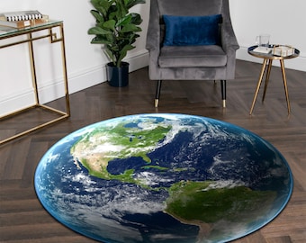 3D Earth Globe Rug: Waschbarer Planetendekor für Wissenschaftsliebhaber