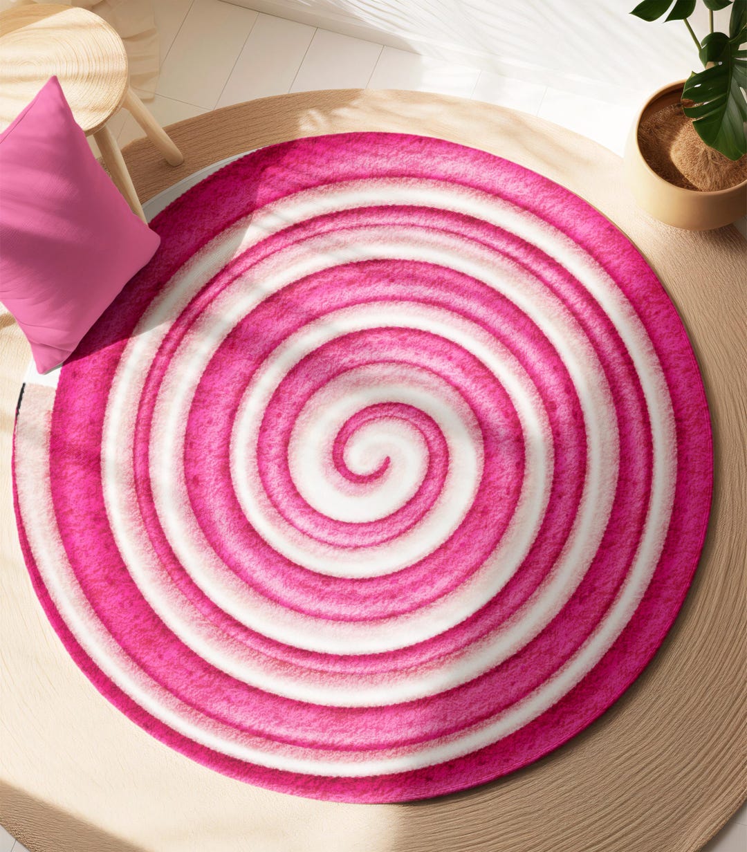 Raspberry Swirl Rug Pink Candy Swirl Rug: Playroom Nursery Decor, Washable Kids Rug - Etsy