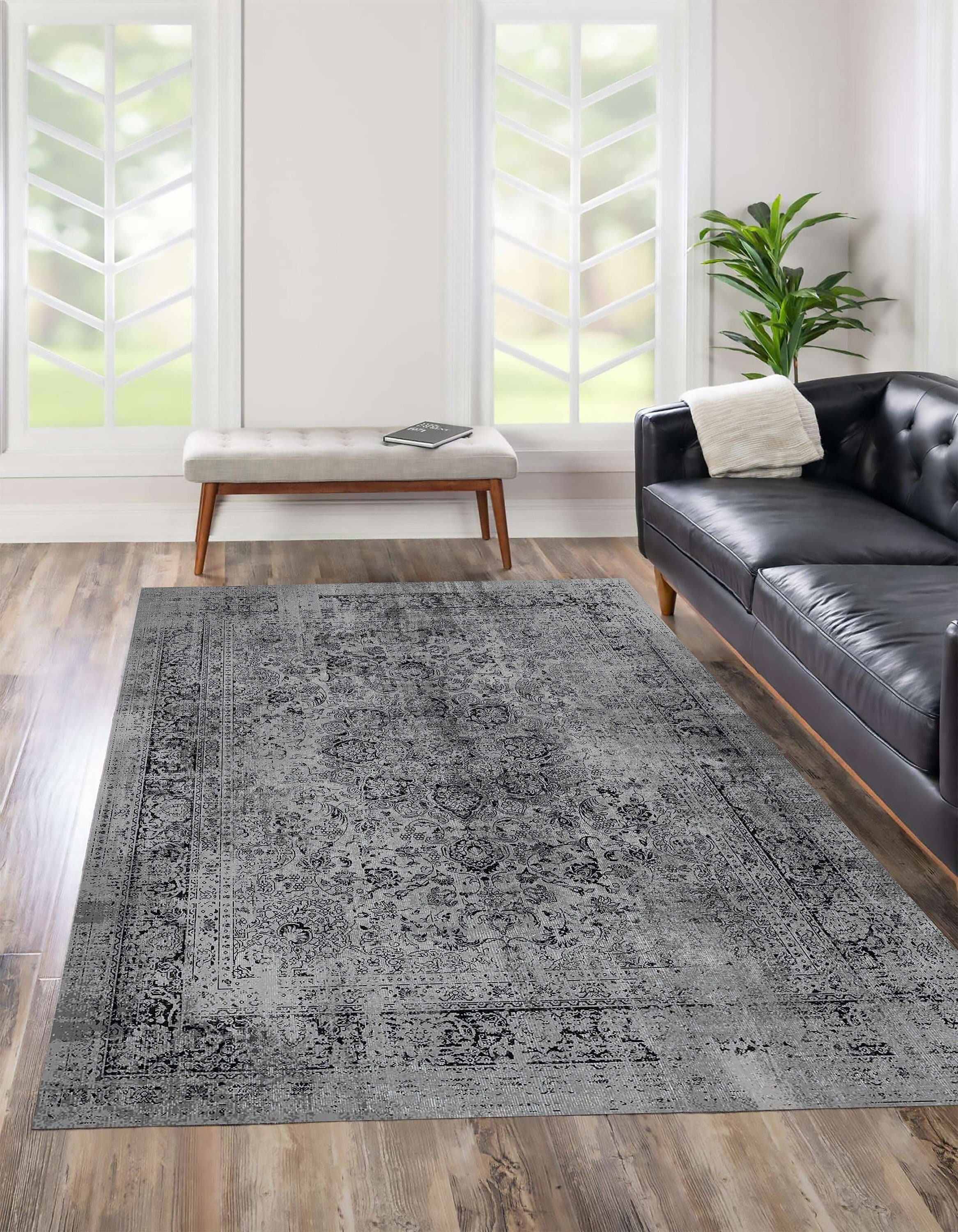 Grey Turkish Rug 4x6, Area Rug 4x6, Oriental Rug 4x6, Floor Rug, For