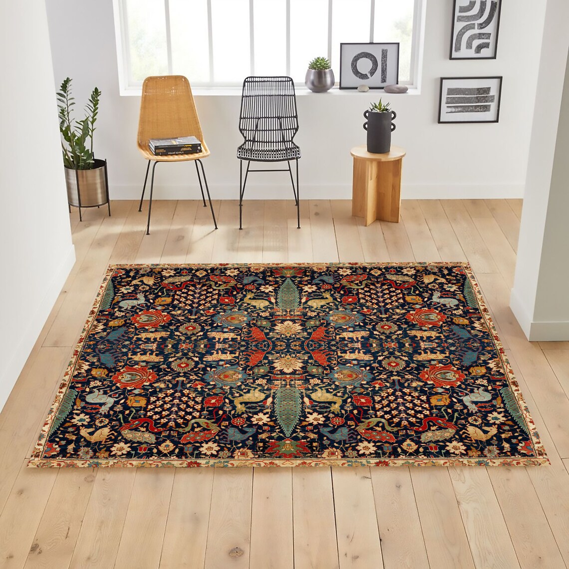 Persian Rug Persian Rug Animal Persian Rug 9x12 Persian Rug Etsy