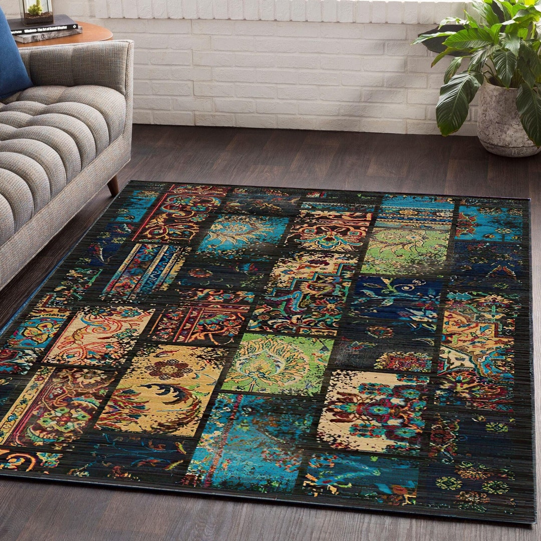 Turkish Rug 8x10, Heriz Rug 8x10, Persian Rug, Patchwork Rug,bohemian