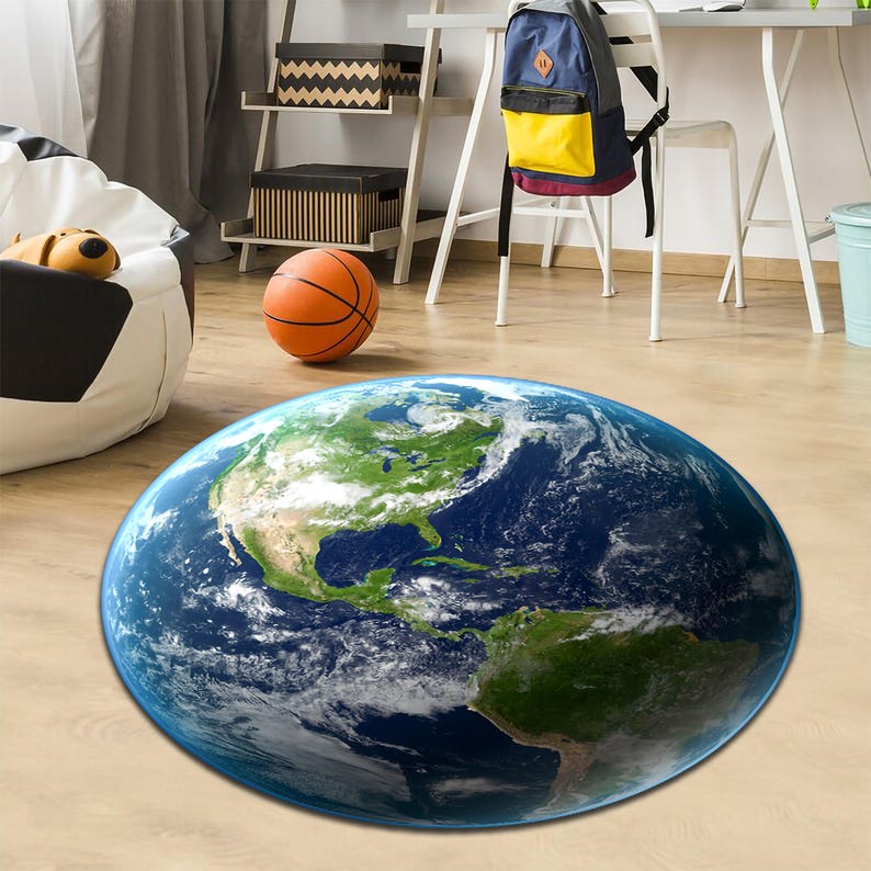 3D Earth Globe Rug: Washable Planet Decor for Science Lovers - Etsy