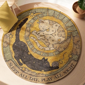Celestial Moon Night Sky Starry & Zodiac – Astrology Cat Rug, Sleepy Cat Rug