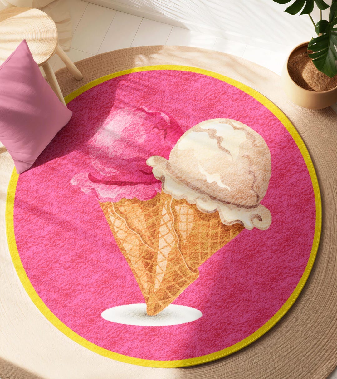 Ice Cream Rug Pattern Kawaii Ice Cream Rug: Kids Room Dessert Decor, Customizable - Etsy