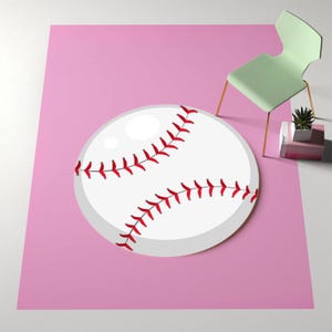 Baseball Rug,Kids Baseball Rug,Children Room Rug,Round Baseball Rug,Baseball Decor, Sports Rug,Kids Room Decor,Baseball Gift,Nursery Rug