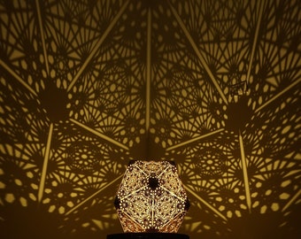 Hyperi-Schatten-Lampe, Nachtlichtlaterne, Heilige Geometrie spirituelles Mandala, Schatten-Holz-geführtes Dekor, mathematische Kunst, Einweihungsparty neues Haus Geschenk