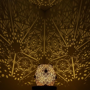 Shadow Lamp, Night Light Lantern, Sacred Geometry Spiritual Mandala, Shade Wood Led Deco Mathematic Art Housewarming New Home Gift 01