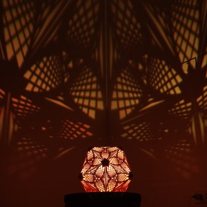 Wood Shadow Lamp, Mandala Decor for Shelf, Geometric Lantern