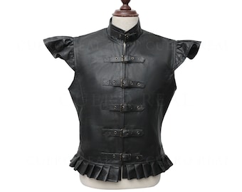 Mens Genuine Leather Medieval Jerkin Vest,  Renaissance Fair Leather vintage Jerkin Vest, Mens Sleeveless Vest for RennCon