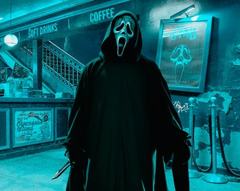 Scream 7 Robe Costume, Ghostface Robe, Ghostface Scream Cloak, Black Ghostface Sparkle Scream Robe