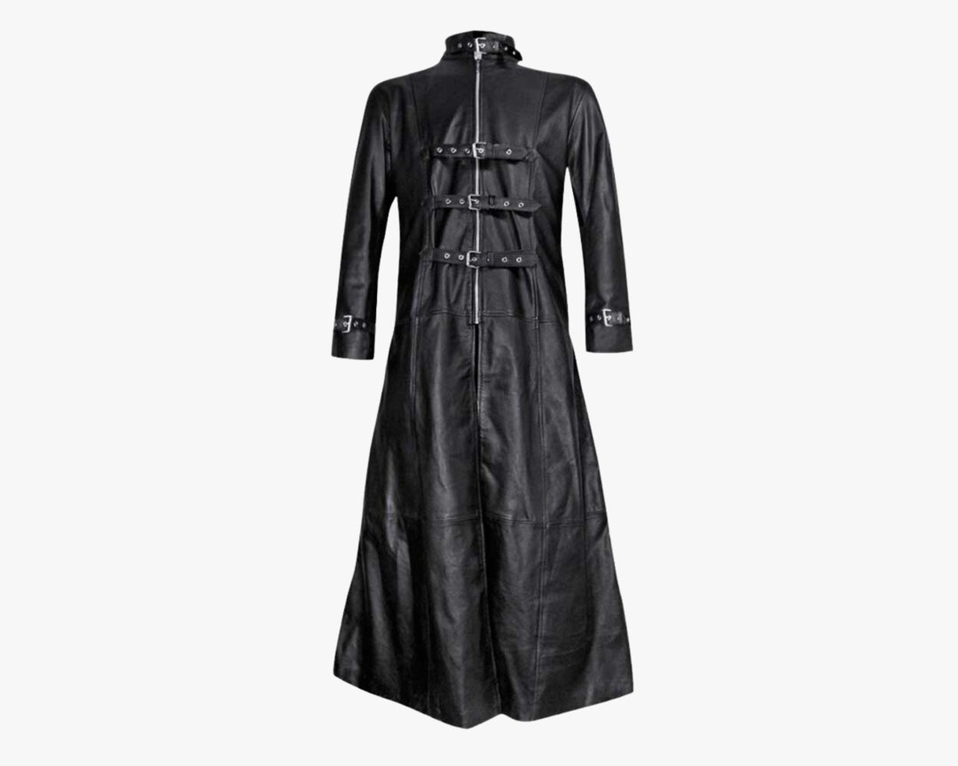 Handmade Genuine Leather Gothic Men Trench Coat, Steampunk Leather ...