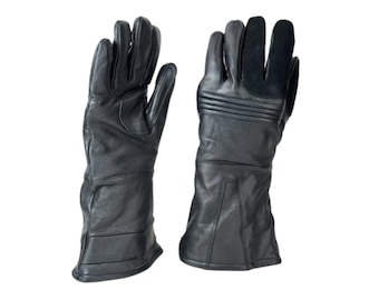 Scout Trooper Leather Cosplay Gloves, Black Flight Suit Costume Gloves, Scout Troopers Costume Gloves