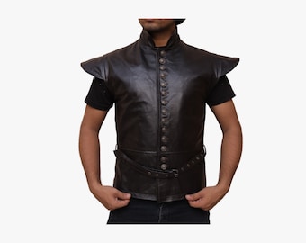 Handmade Renaissance Leather Vest for Men, Medieval Genuine Leather Vest, Stylish Slim Fit Leather Vest