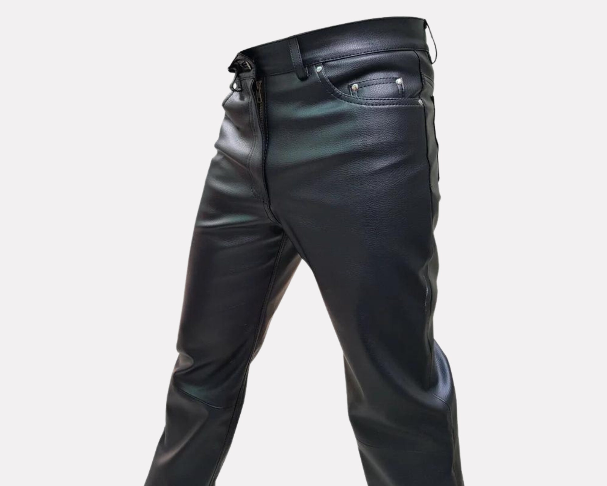 Leather Pants for Men's, Handmade Vegan Leather Jeans Pants