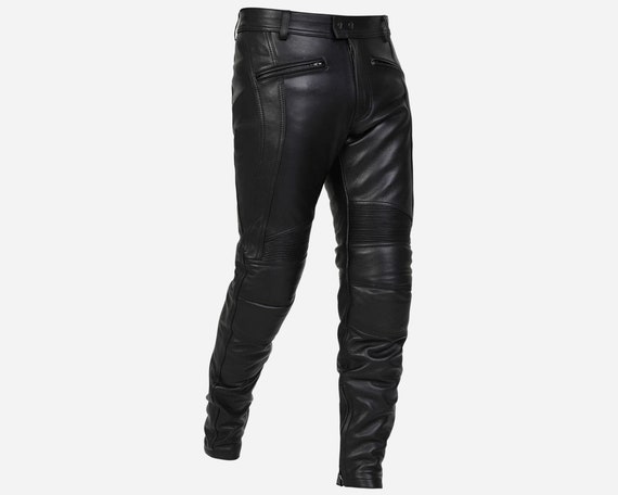 Pantalón de cuero para hombre pantalón de motociclista - Etsy